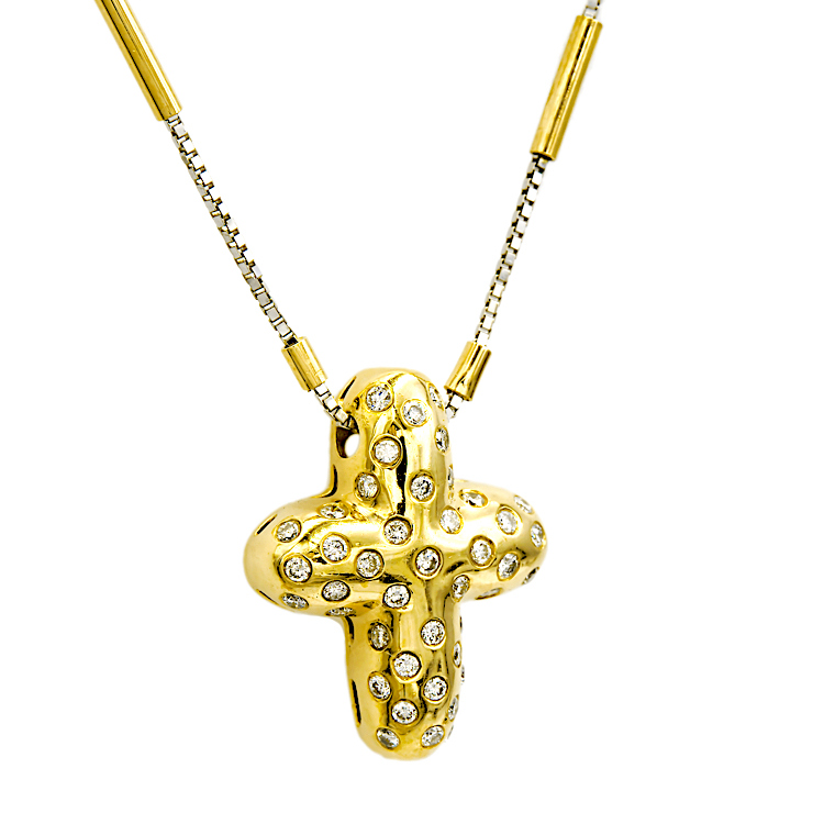 Σταυρός από χρυσό 18 Καρατίων με μπριγιάν