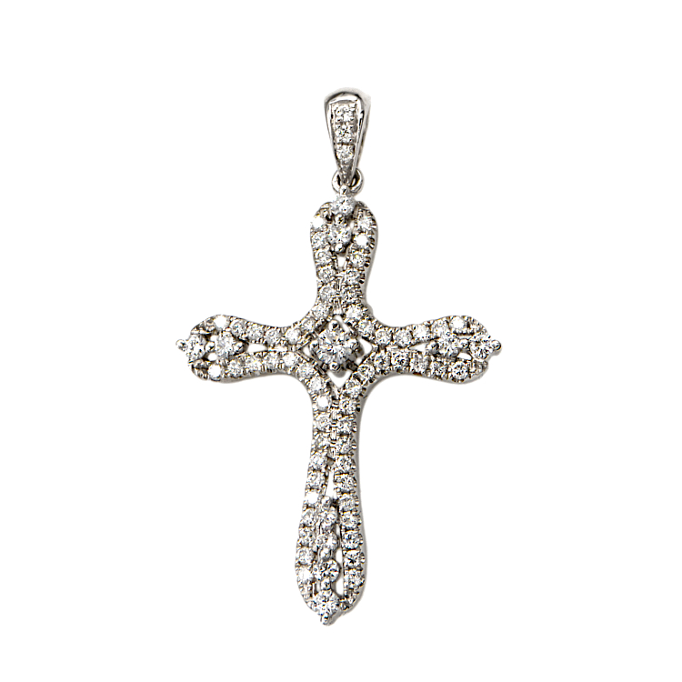 Σταυρός από λευκόχρυσο 18 καρατίων με μπριγίαν