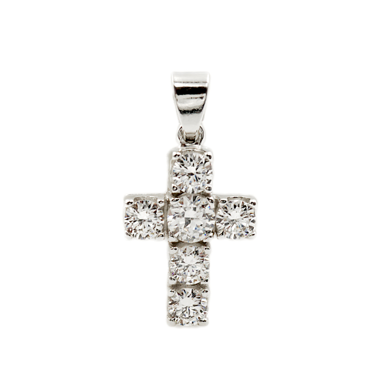 Κλασικός Σταυρός από λευκόχρυσο 14 Καράτια με Ζιργκόν