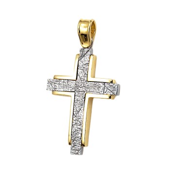  Σφυρήλατος Σταυρός φτιαγμένος από Χρυσό 14 Καρατίων 