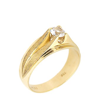Μονόπετρο δαχτυλίδι ανδρικό χρυσό 18Κ με Ζιργκόν