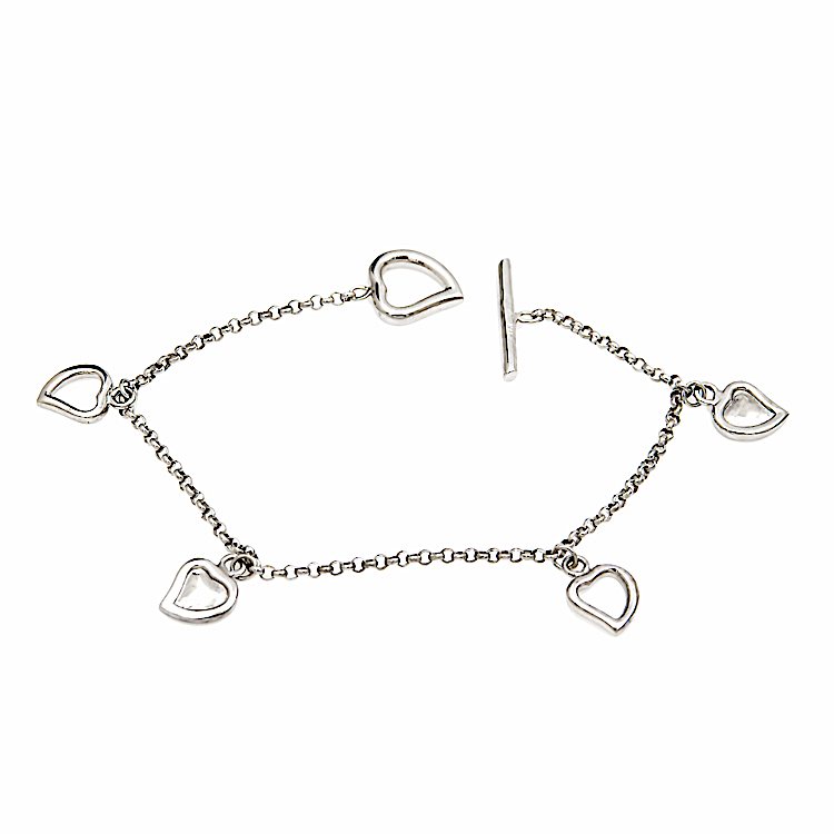 Γυναικείο μασίφ βραχιόλι από χρυσό 14 καράτια με Καρδιές 