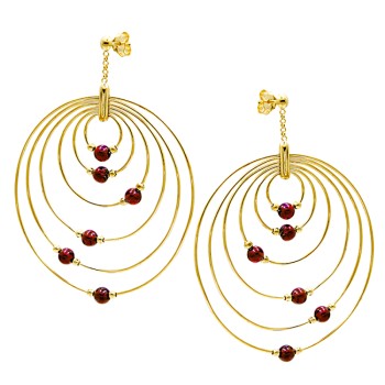  Κρεμαστά σκουλαρίκια φτιαγμένα από χρυσό 18 Καρατίων με Γρανάτες