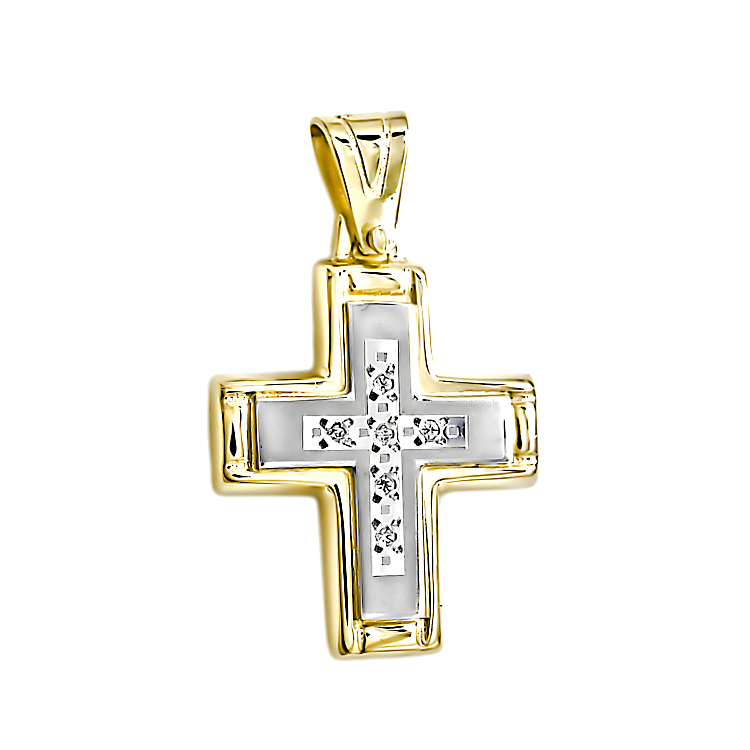  Γυναικείος Σταυρός από χρυσό 14 Καρατίων με ζιργκόν