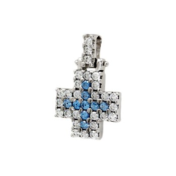 Σταυρός από λευκόχρυσο 14 Καρατίων με ζιργκόν