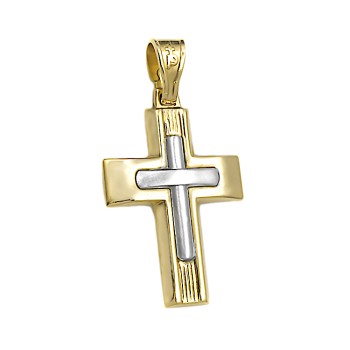 Δίχρωμος Σταυρός απο Χρυσό 14 καράτια .