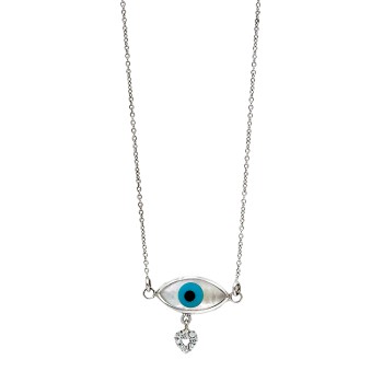 Κολιέ Μάτι απο Λευκόχρυσο 14 Καρατίων με Ζιργκόν