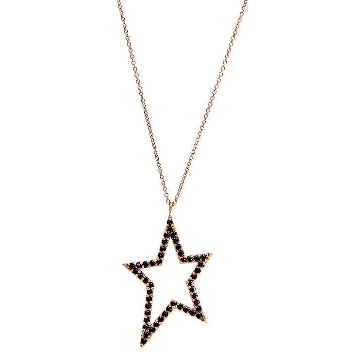 Κολιέ από ροζ χρυσό 9 καρατίων με ζιργκόν