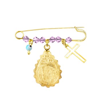 Παιδική παραμάνα με Κωνσταντινάτο και Σταυρό από ασήμι 925°