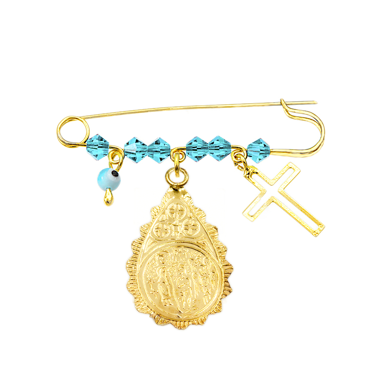 Παιδική παραμάνα με οβάλ Κωνσταντινάτο και Σταυρό από ασήμι 925°