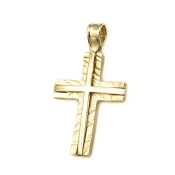 Ανδρικός βαπτιστικός σταυρός φτιαγμένος από χρυσό 14ct