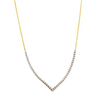 Δίχρωμο Κολιέ 14 Καρατίων με Ζιργκόν