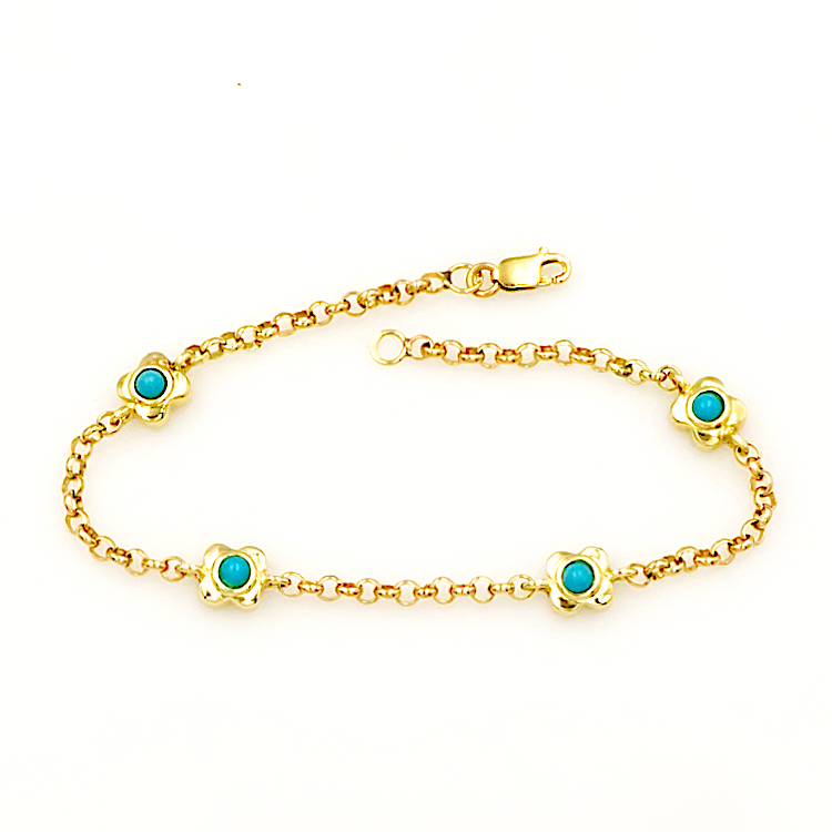 Παιδικό Βραχιόλι από Χρυσό 14 καράτια με τυρκουάζ