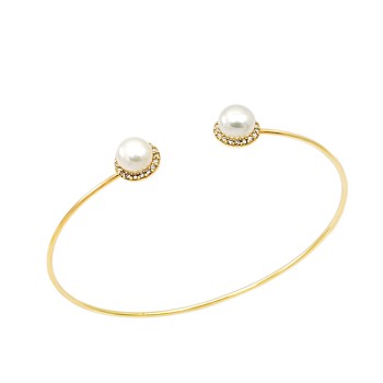 Μοντέρνο γυναικείο βραχιόλι από χρυσό 14ct με ζιργκόν και Μαργαριτάρια
