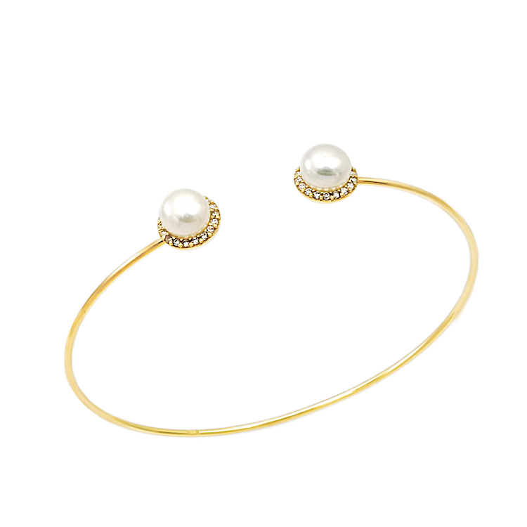 Μοντέρνο γυναικείο βραχιόλι από χρυσό 14ct με ζιργκόν και Μαργαριτάρια