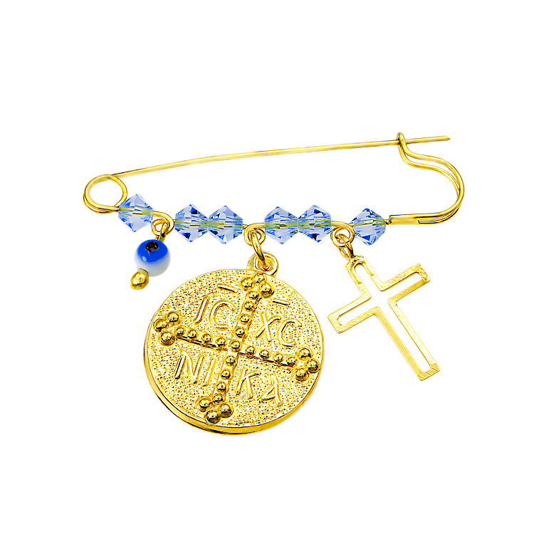 Παιδική παραμάνα με Κωνσταντινάτο και Σταυρό από ασήμι 925°