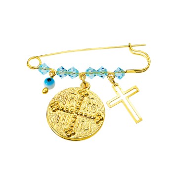 Παιδική παραμάνα με Κωνσταντινάτο και Σταυρό από ασήμι 925°