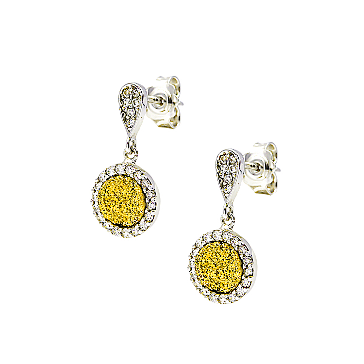 Σκουλαρίκια από λευκόχρυσο 14 καρατίων με ζιργκόν