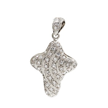 Σταυρός από λευκόχρυσο 14 καράτια με ζιργκόν