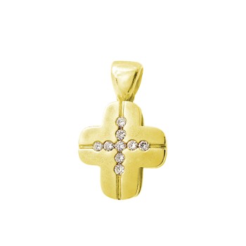 Σταυρός από χρυσό 18 Καρατίων με μπριγιάν