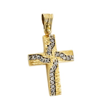 Χρυσός Σταυρός 14 Καρατίων με Ζιργκόν 