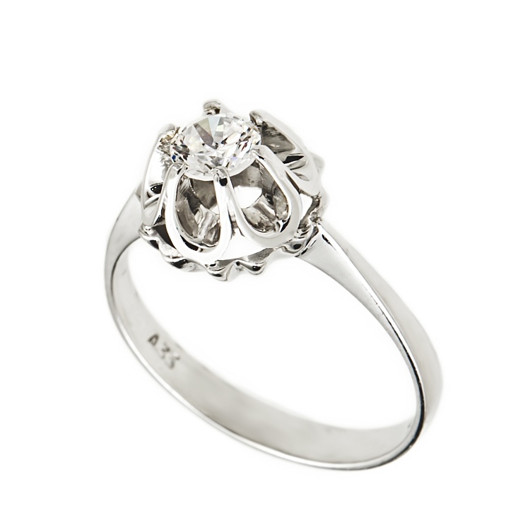 Μονόπετρο Δαχτυλίδι από λευκόχρυσο 18 καρατίων με ζιρκόν 