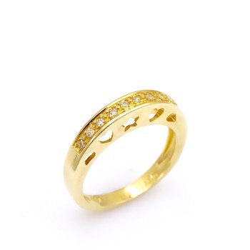 Μοντέρνο σειρέ δαχτυλίδι από χρυσό 14 Καράτια με ζιργκόν.