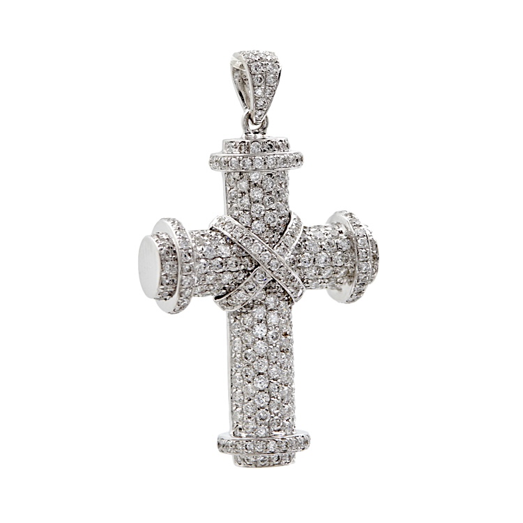 Σταυρός από λευκόχρυσο 18 καρατίων με μπριγίαν