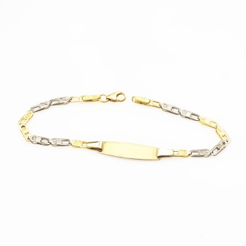 Παιδική Ταυτότητα από Λευκό και Κίτρινο Χρυσό 9 Καρατίων