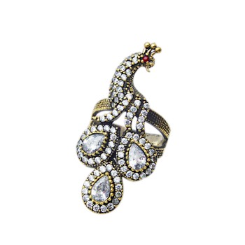 Αντικέ Δαχτυλίδι από Ασήμι 925°με Ρουμπίνι και Ζιργκόν