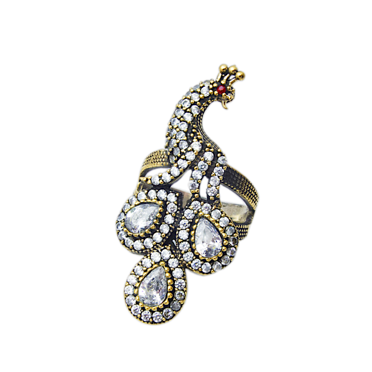 Αντικέ Δαχτυλίδι από Ασήμι 925°με Ρουμπίνι και Ζιργκόν