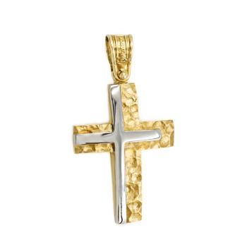  Σφυρήλατος Σταυρός φτιαγμένος από Χρυσό 14 Καρατίων 