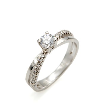 Μονόπετρο από Λευκόχρυσο 14 Καρατίων και Ζιργκόν