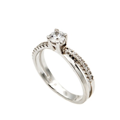 Μονόπετρο από Λευκόχρυσο 14 Καρατίων και Ζιργκόν