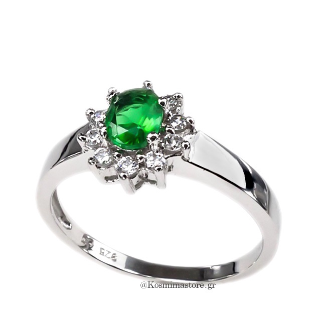 Δαχτυλίδι ροζέτα από Ασήμι 925° με ζιργκόν