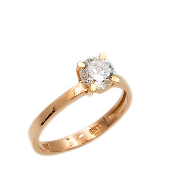 Μονόπετρο Δαχτυλίδι από ροζ Χρυσό 14 καρατίων με ζιρκόν 
