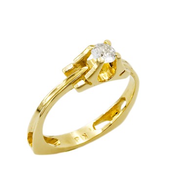 Μοντέρνο μονόπετρο με Ζιργκόν, από Χρυσό 18 Καράτια