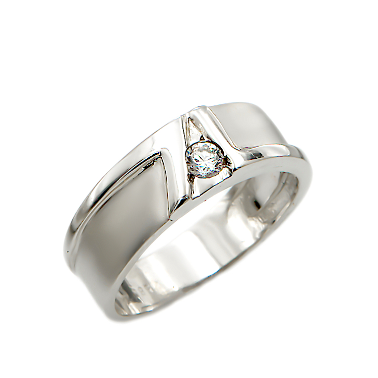 Μονόπετρο από Λευκόχρυσο 14 Καρατίων και Ζιργκόν