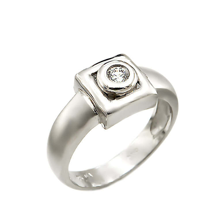 Μονόπετρο από Λευκόχρυσο 14 Καρατίων και Ζιργκόν