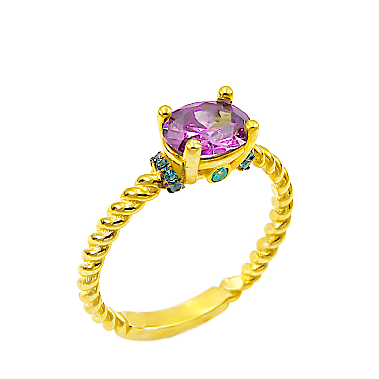 Δαχτυλίδι από ασήμι 925º επιχρυσωμένο με ζιργκόν