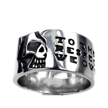 Ανδρικό ατσάλινο δαχτυλίδι με νεκροκεφαλή