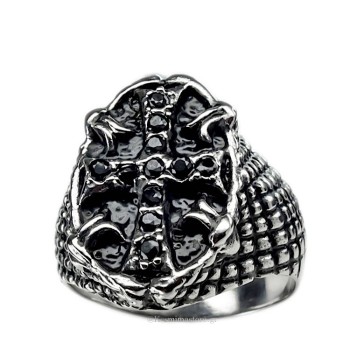 Ανδρικό δαχτυλίδι από ατσάλι με μαύρα ζιργκόν