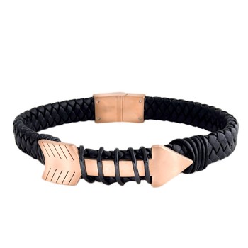 Βραχιόλι από ατσάλι επιμεταλλωμένο και δέρμα