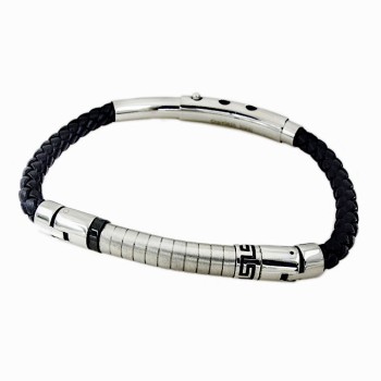 Βραχιόλι από ατσάλι  και δέρμα