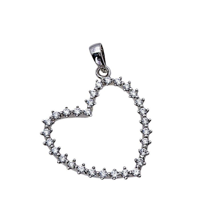 Μενταγιόν καρδιά από λευκόχρυσο 14 καρατίων με ζιργκόν