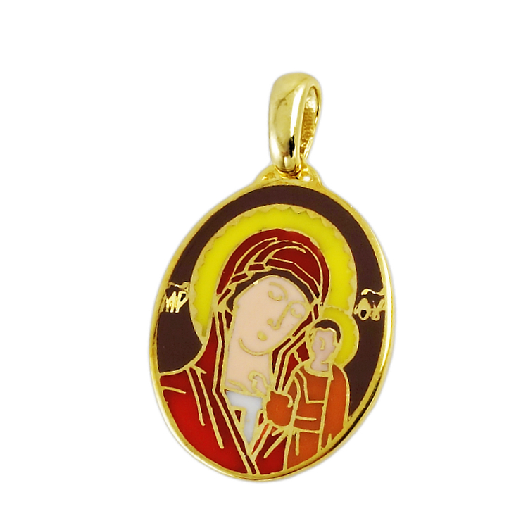 Μενταγιόν φυλαχτό με την Παναγία από χρυσό 9 καρατίων