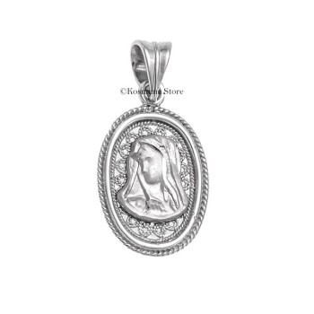 Παναγία από λευκό χρυσό 14 καράτια