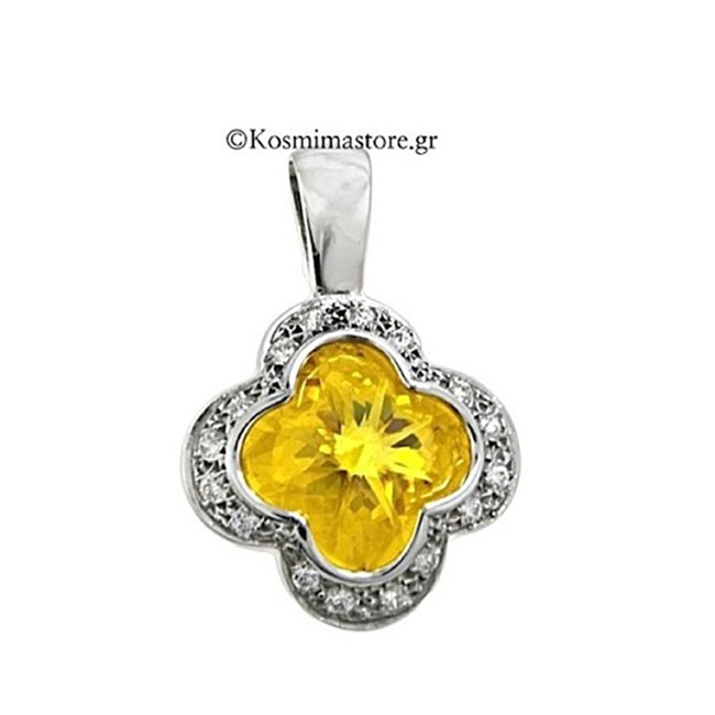 Σταυρός από λευκόχρυσο 14 Καρατίων με ζιργκόν