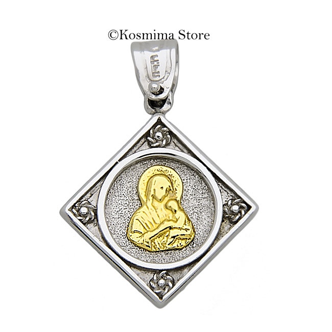Παναγία από λευκό και κίτρινο χρυσό 14 καρατίων