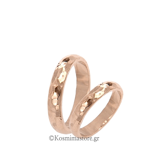 Βέρες σφυρήλατες από ρόζ χρυσό 14 Καρατίων